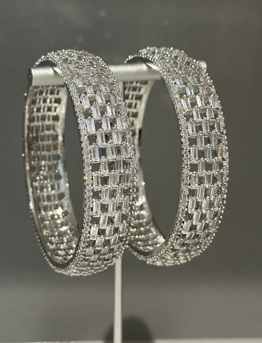 2 Silver Statement Bangles (Gajrey / Kangans)