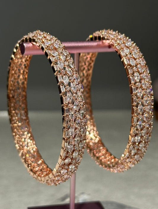 2 Rose Gold Statement Bangles (Gajrey / Kangans)