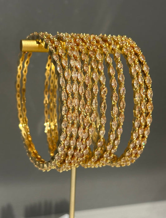 12 Golden Statement Bangles (Gajrey / Kangans)