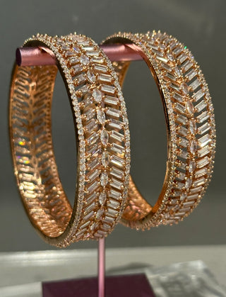 2 Rose Gold Statement Bangles (Gajrey / Kangans)