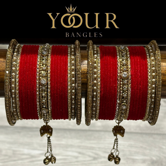 Red Bangle Set - 2.8