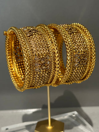 2 Antique Gold Statement Bangles (Gajrey / Kangans)