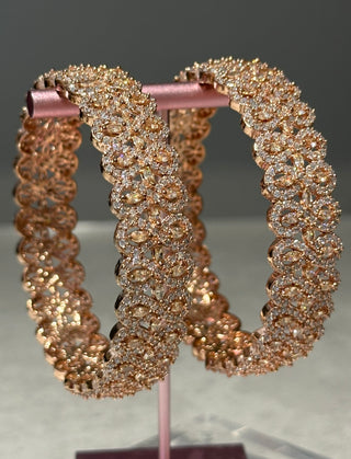 2 Rose Gold Statement Bangles (Gajrey / Kangans)