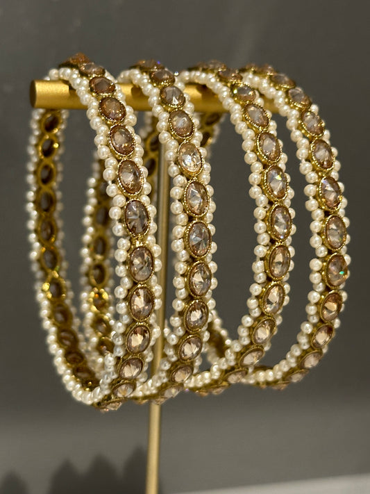 4 Antique Gold Statement Bangles (Gajrey / Kangans)