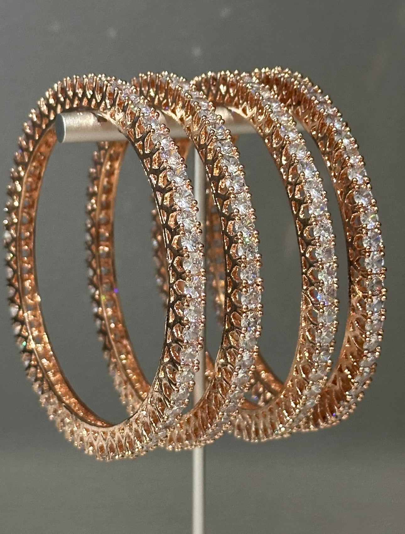 4 Rose Gold Statement Bangles (Gajrey / Kangans)