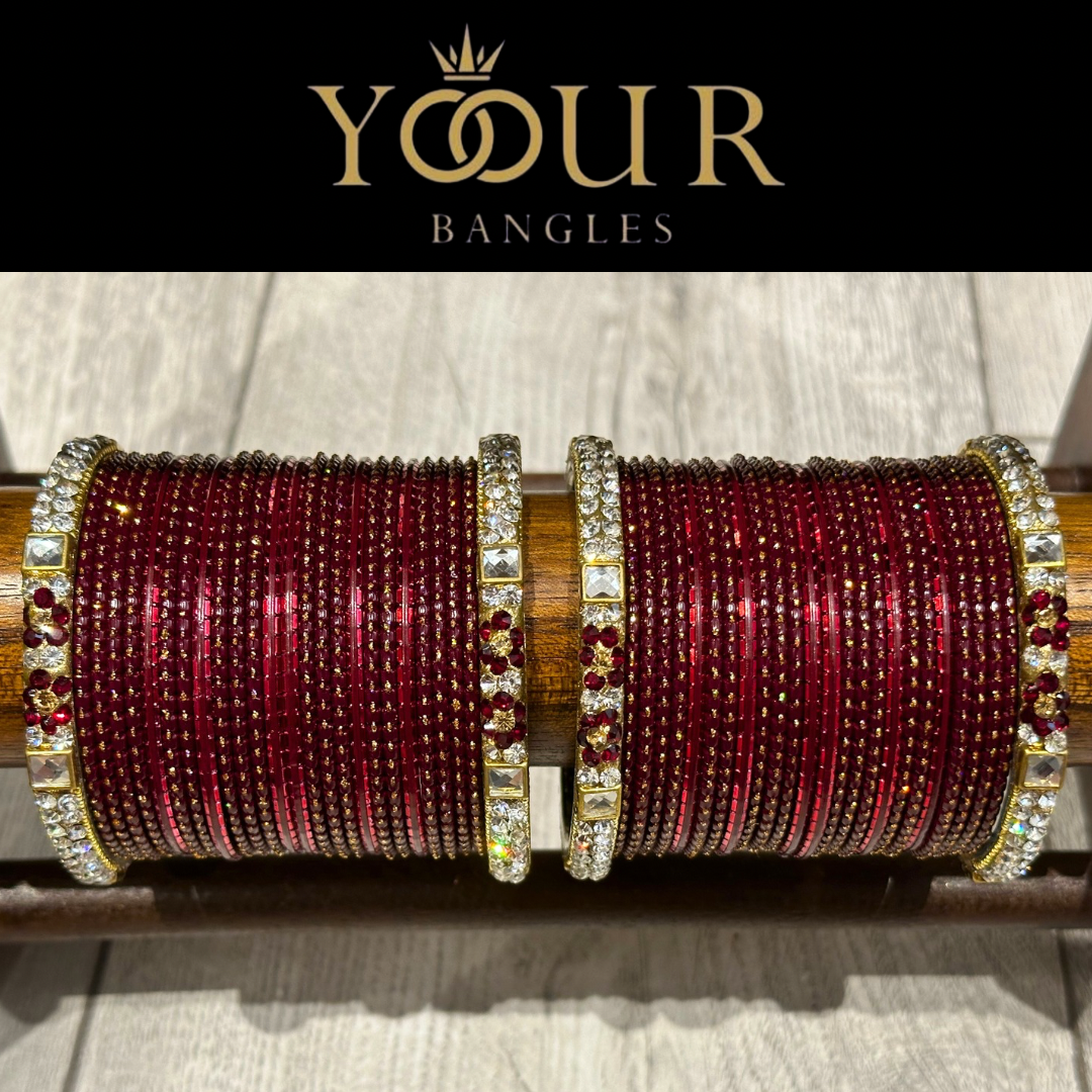 Maroon Bangle Set - 2.6