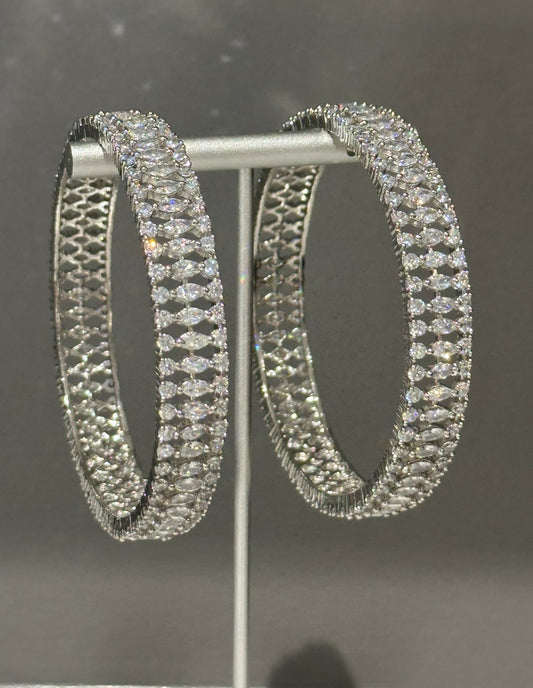 2 Silver Statement Bangles (Gajrey / Kangans)