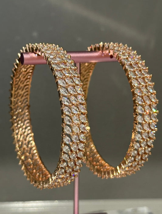 2 Rose Gold Statement Bangles (Gajrey / Kangans)