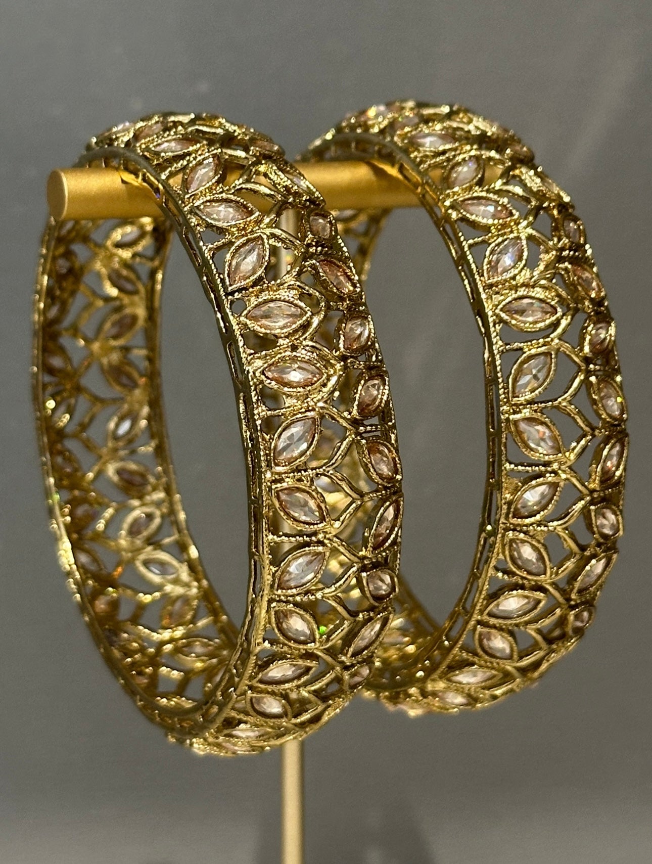 2 Antique Gold Statement Bangles (Gajrey / Kangans)