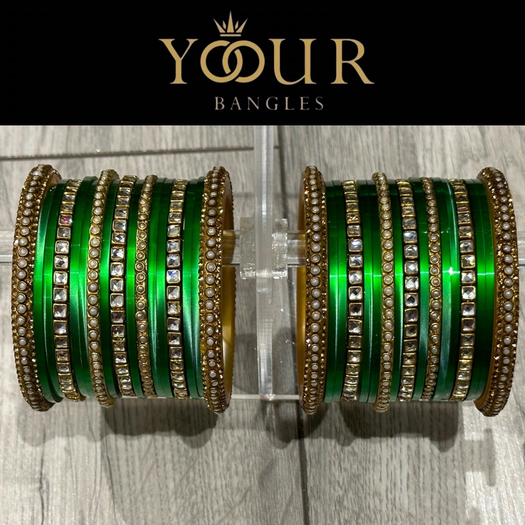 Green Ombre Bangle Set - 2.8