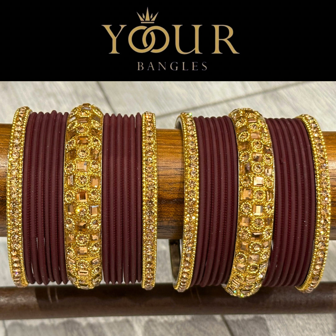 Maroon Bangle Set - 2.8