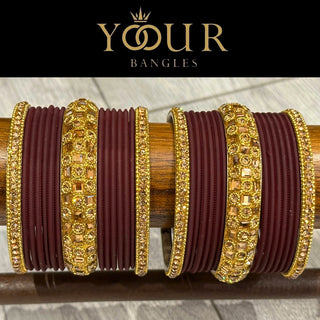 Maroon Bangle Set - 2.8