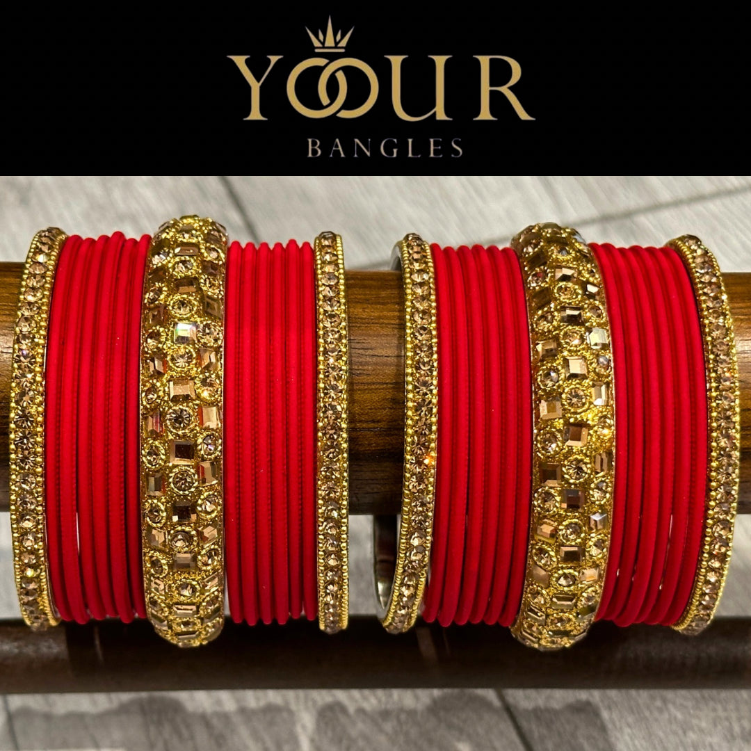 Red Bangle Set - 2.8