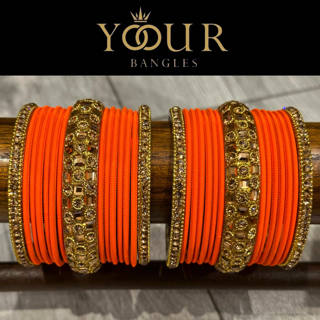 Orange Bangle Set - 2.8