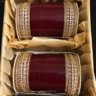 Golden American Diamond Bridal Choora / Bangles Set