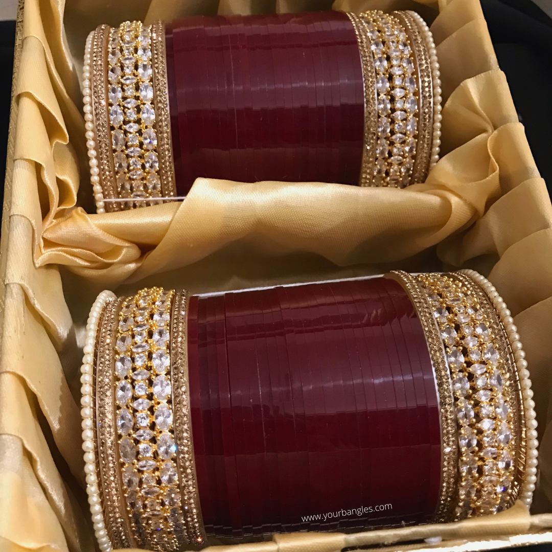 Golden American Diamond Bridal Choora / Bangles Set