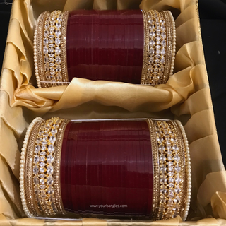 Golden American Diamond Bridal Choora / Bangles Set