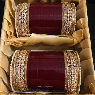 Golden American Diamond Bridal Choora / Bangles Set