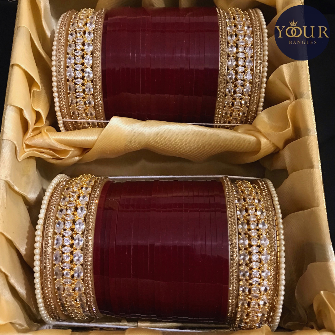 Golden American Diamond Bridal Choora / Bangles Set