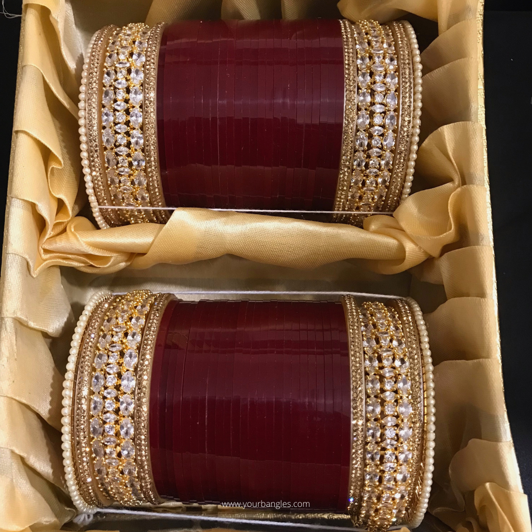 Golden American Diamond Bridal Choora / Bangles Set