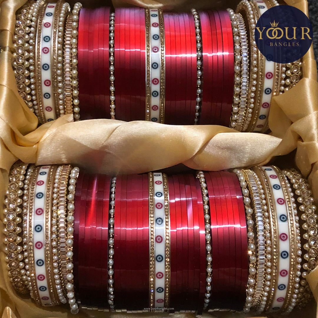 Ombre Maroon Bridal Choora / Bangles Set