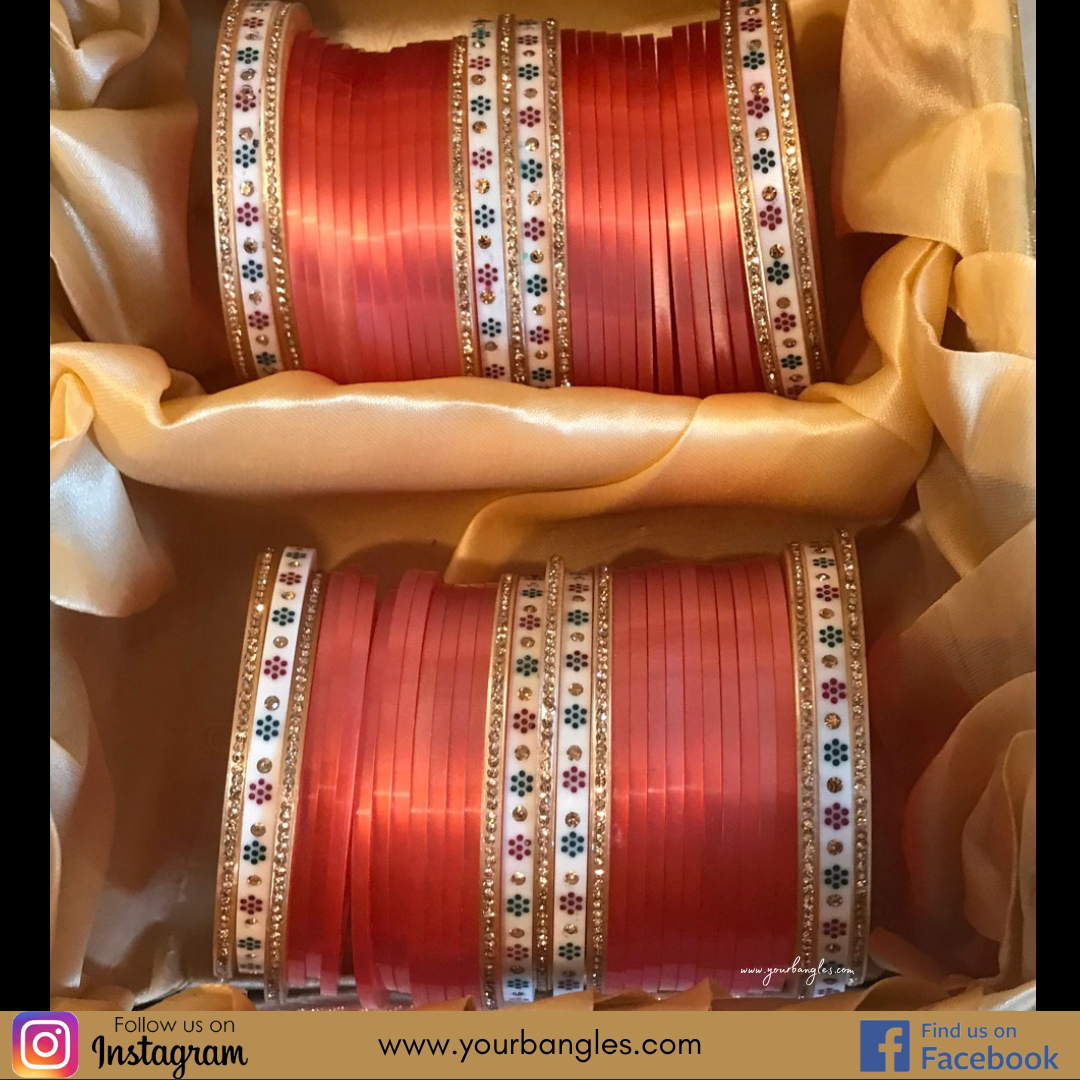 Peach Bridal Choora / Bangles Set