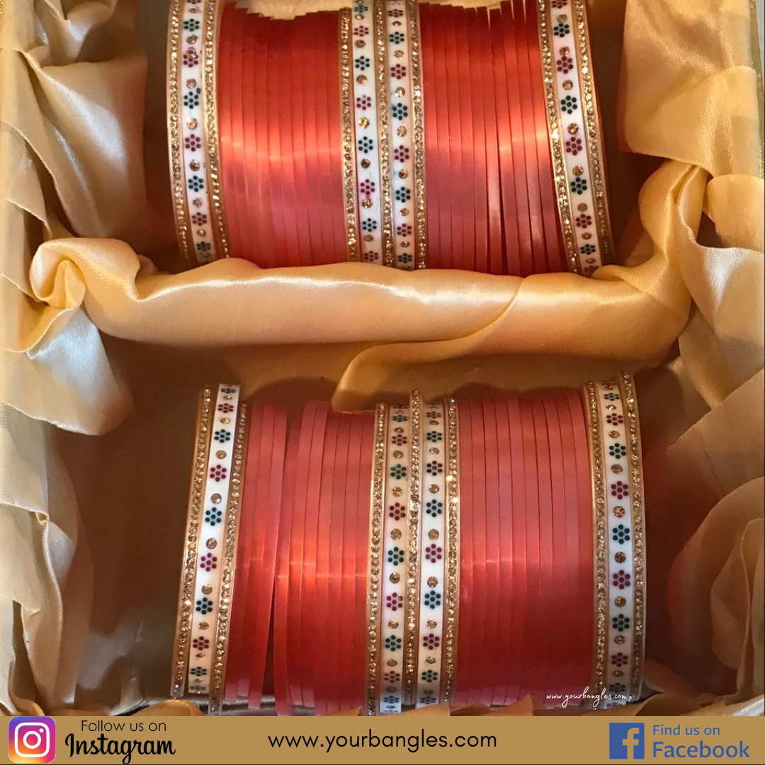 Peach Bridal Choora / Bangles Set