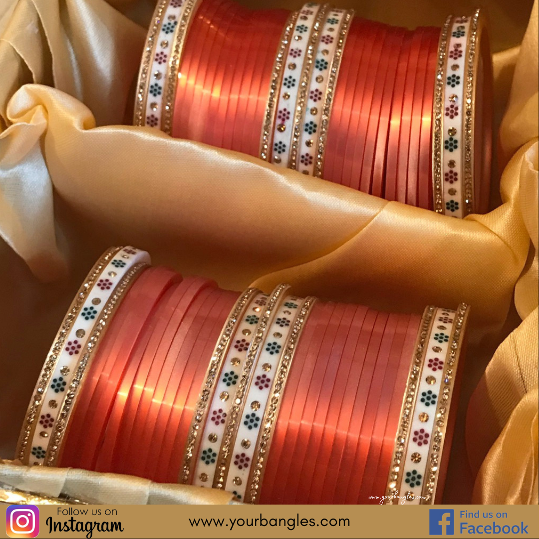 Peach Bridal Choora / Bangles Set