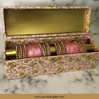 Pink Ombre Bridal Choora / Bangles Set + FREE Pink Bangle Box