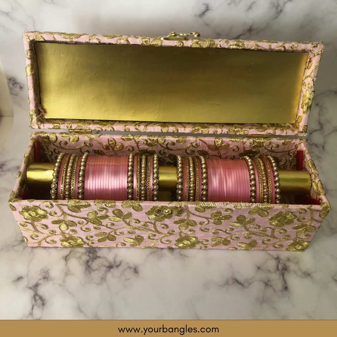 Pink Ombre Bridal Choora / Bangles Set + FREE Pink Bangle Box