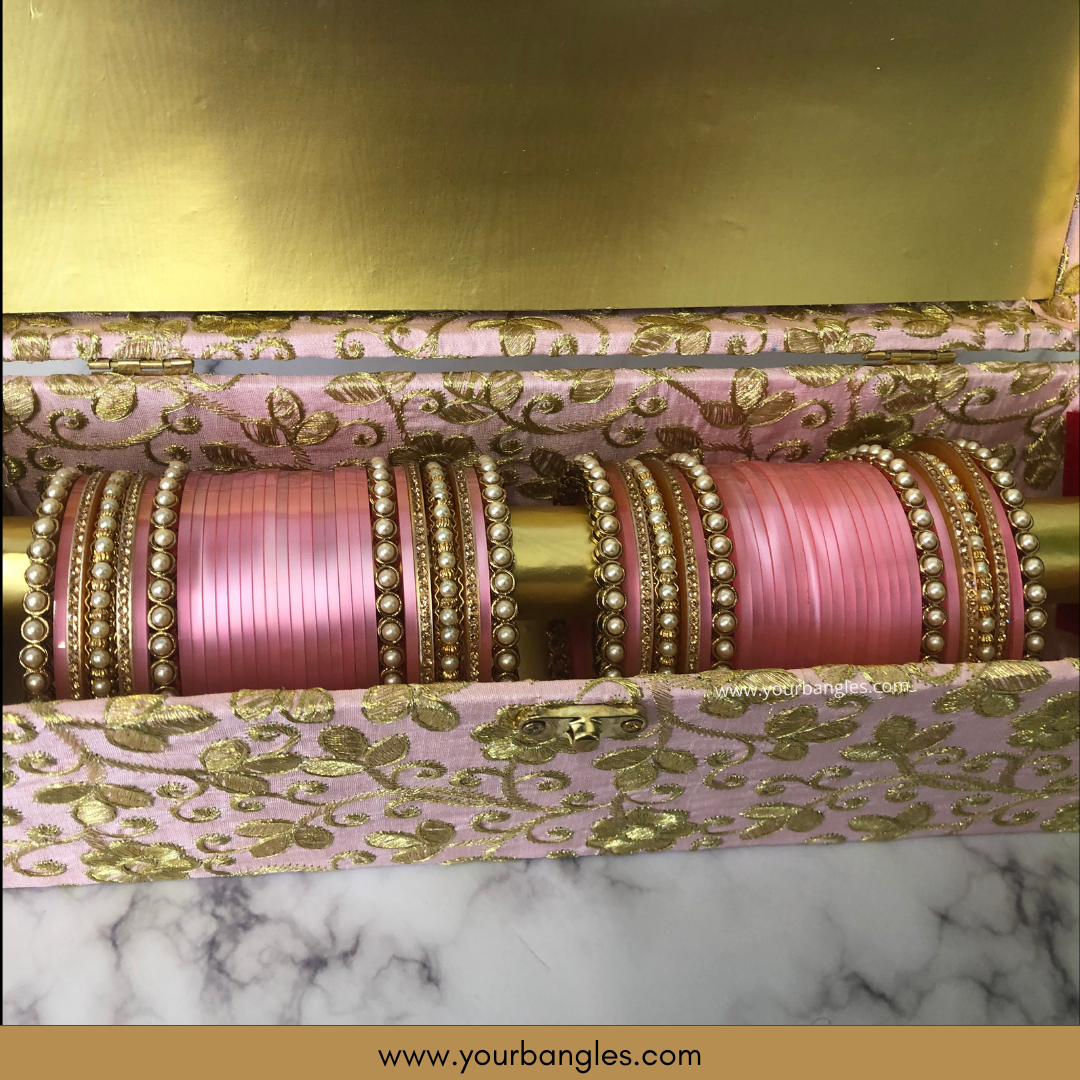 Pink Ombre Bridal Choora / Bangles Set + FREE Pink Bangle Box