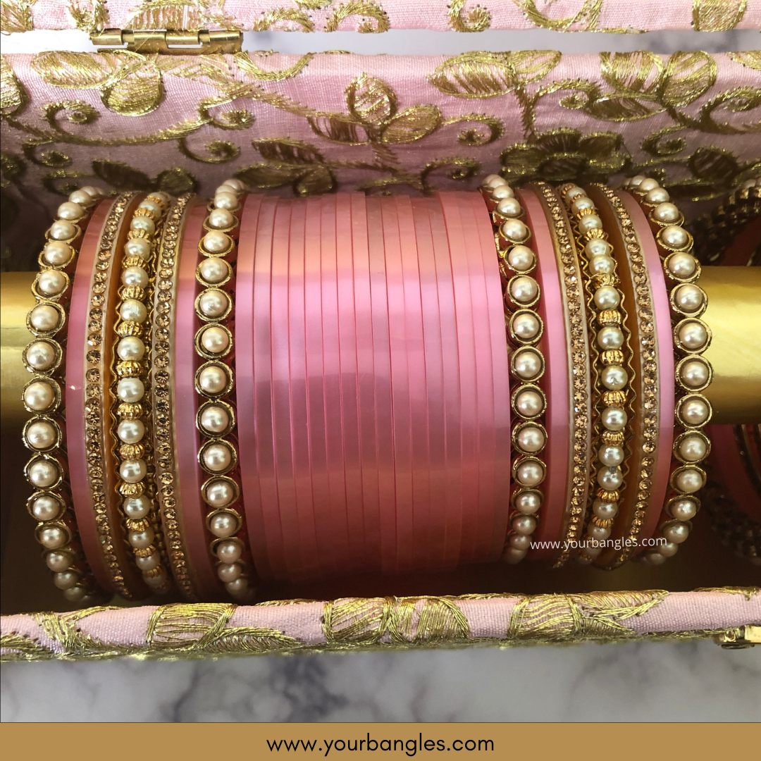 Pink Ombre Bridal Choora / Bangles Set + FREE Pink Bangle Box