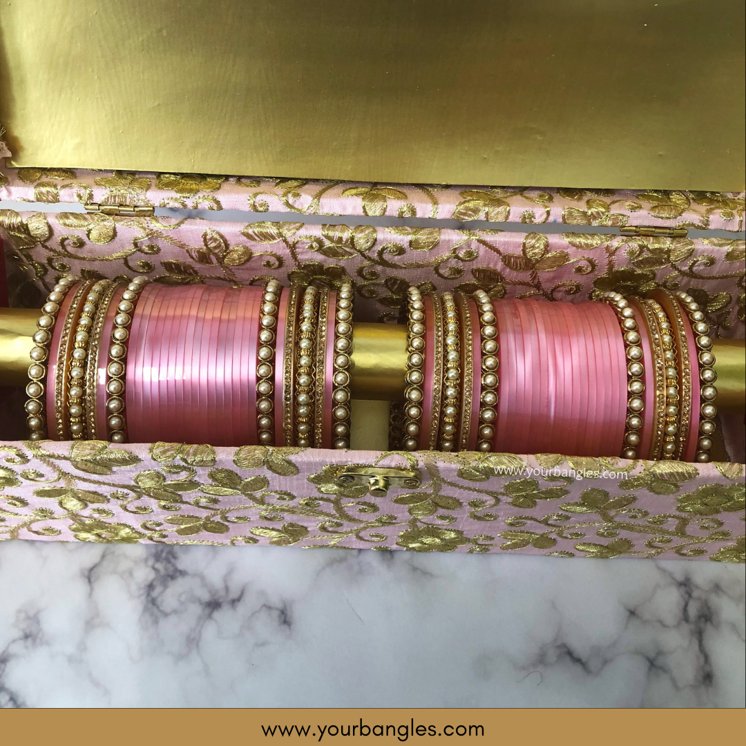 Pink Ombre Bridal Choora / Bangles Set + FREE Pink Bangle Box