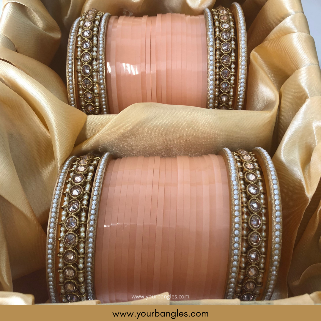 Peach Bridal Choora / Bangles Set