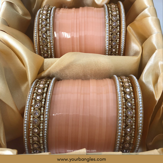 Peach Bridal Choora / Bangles Set