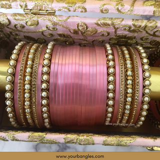 Pink Ombre Bridal Choora / Bangles Set + FREE Pink Bangle Box