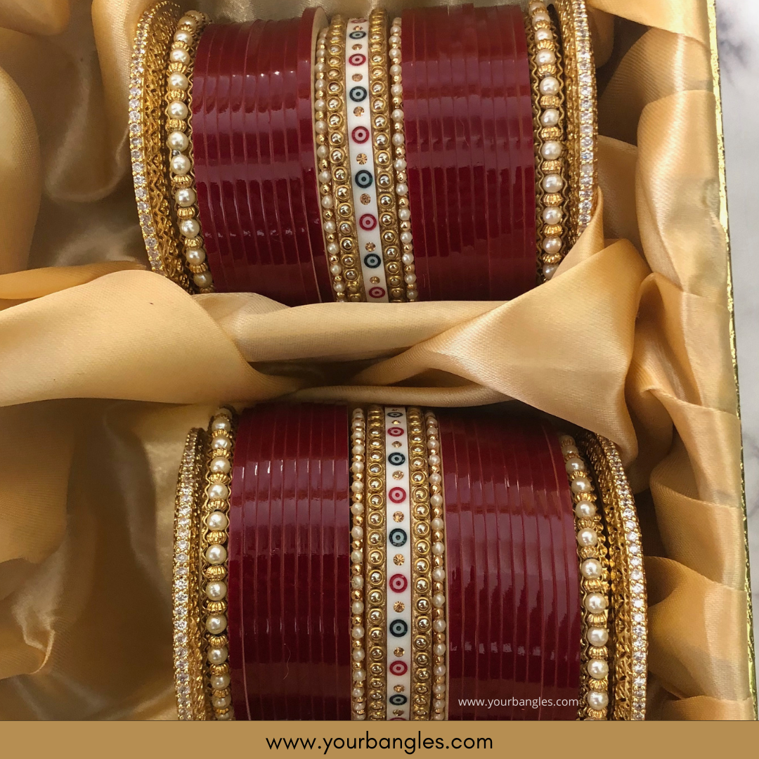 Maroon Bridal Choora / Bangles Set