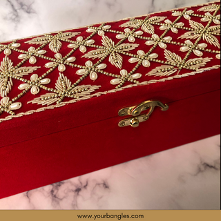 Red Bridal Choora / Bangles Set + FREE Red Sequential Bangle Box