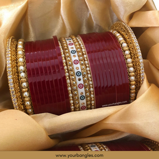 Maroon Bridal Choora / Bangles Set