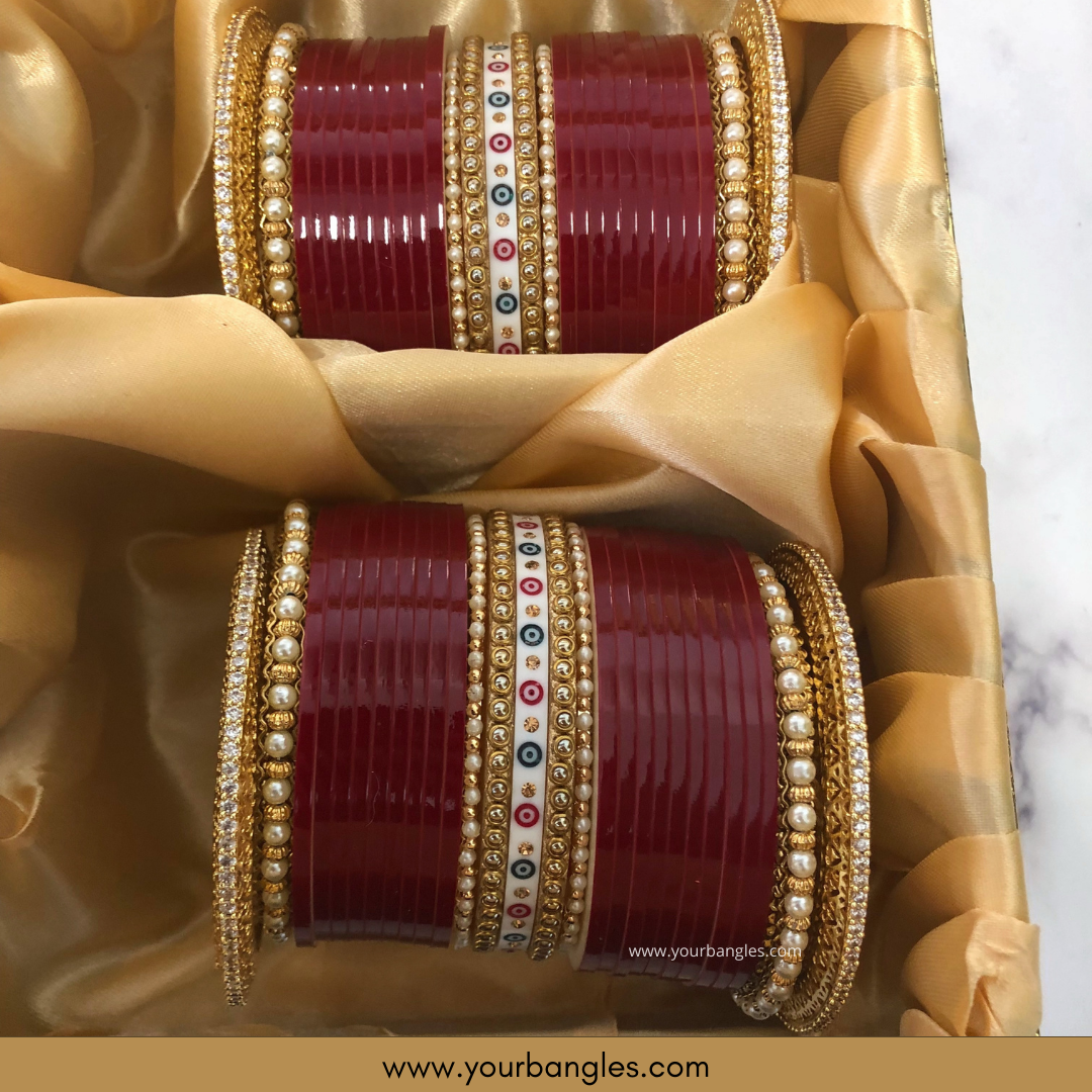 Maroon Bridal Choora / Bangles Set