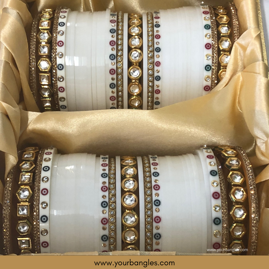 White Kundan Bridal Choora / Bangles Set