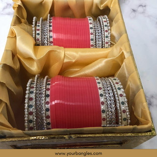 Gajri Pink Bridal Choora / Bangles Set