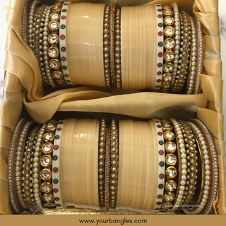 Cream Kundan Bridal Choora / Bangles Set