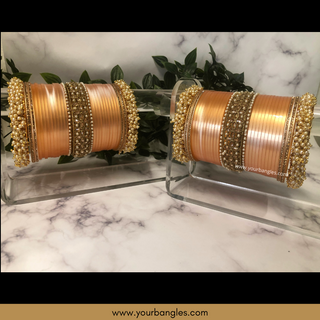 Peach Ombre Bridal Choora / Bangles Set