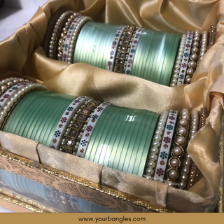 Mint Ombre Bridal Choora / Bangles Set