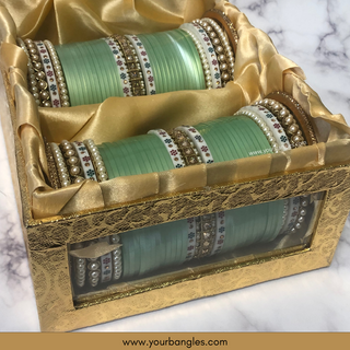 Mint Ombre Bridal Choora / Bangles Set