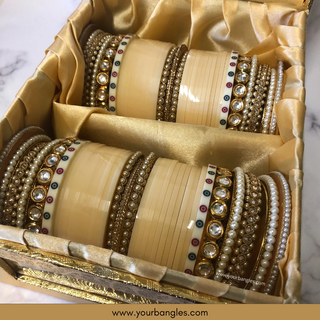 Cream Kundan Bridal Choora / Bangles Set