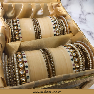 Cream Kundan Bridal Choora / Bangles Set