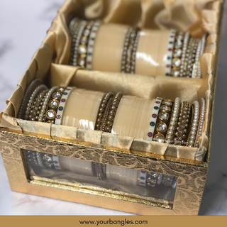 Cream Kundan Bridal Choora / Bangles Set