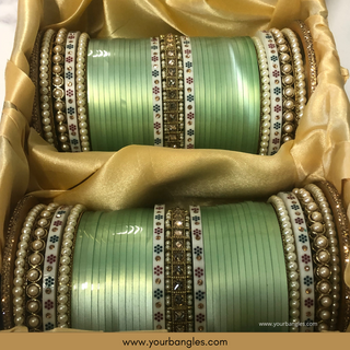 Mint Ombre Bridal Choora / Bangles Set